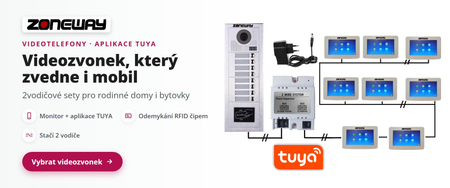 Videotelefony ZONEWAY s aplikací TUYA – 2vodičové sety