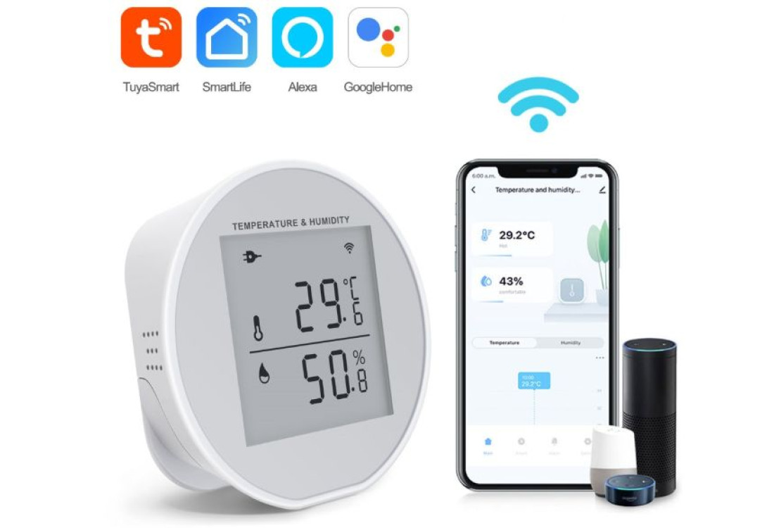 TUYA Smart Wi‑Fi senzor teploty a vlhkosti | ZONEWAY ZW-TW