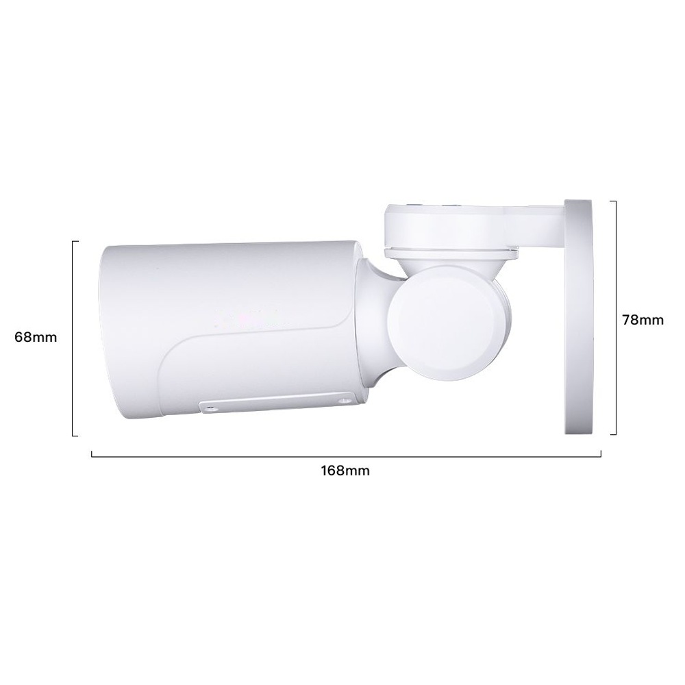 Venkovní válcová PTZ IP kamera HICO X5I-M8S Rozměry otočné IP kamery HICO X5I-M8S: 168 × 68 × 78 mm podle výrobce